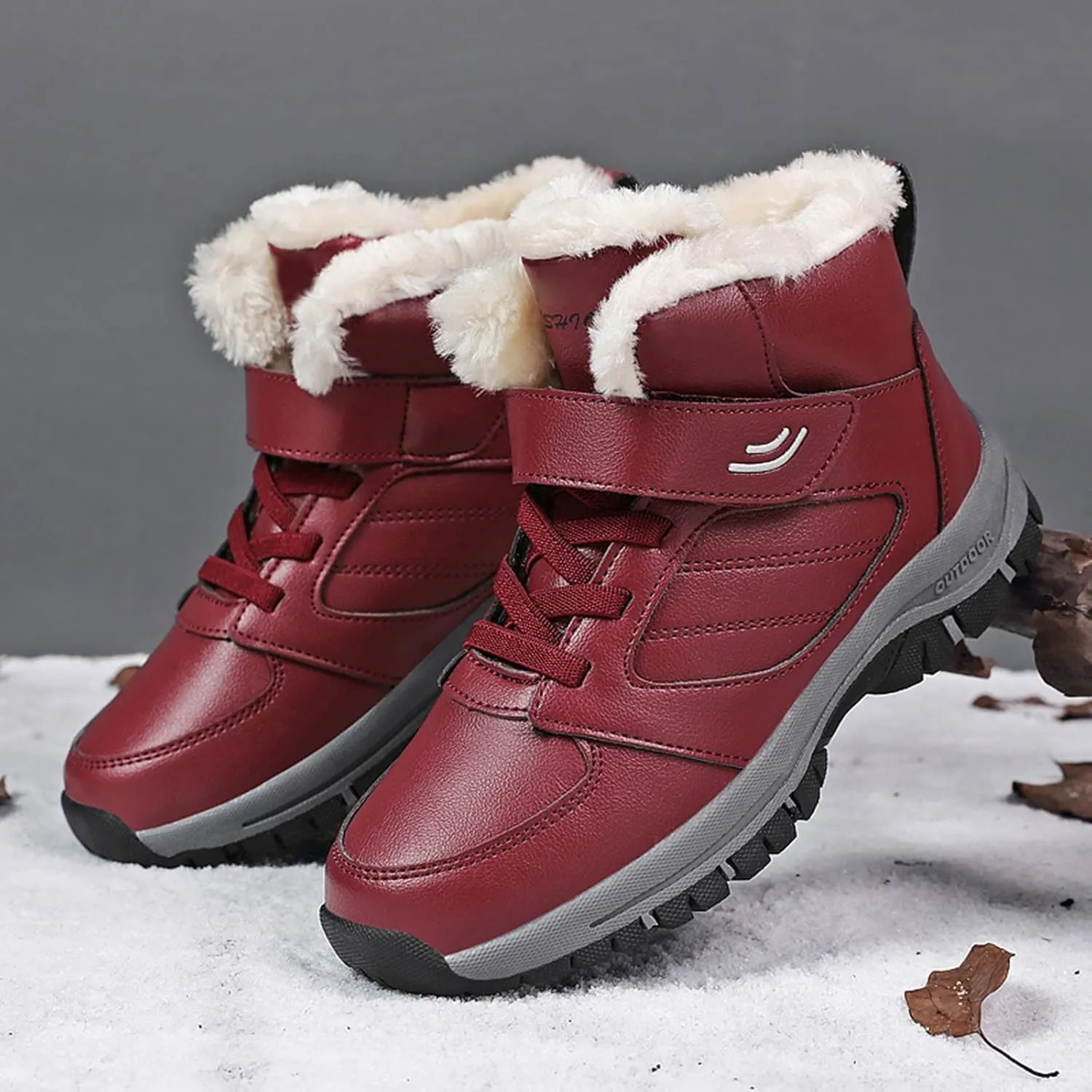 Snow Boots for Women Cute Size 11 Womens Waterproof Winter Boots Ankle Zip Women's Boots Winter Leather Slip on Snow Boots for Women Botas De Invierno Mujer Elegantes