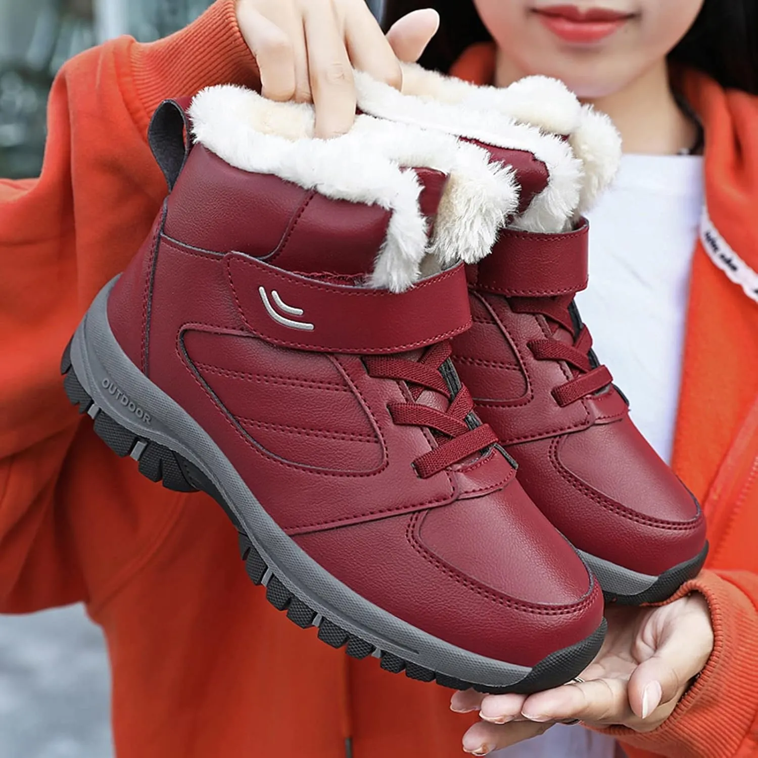Snow Boots for Women Cute Size 11 Womens Waterproof Winter Boots Ankle Zip Women's Boots Winter Leather Slip on Snow Boots for Women Botas De Invierno Mujer Elegantes