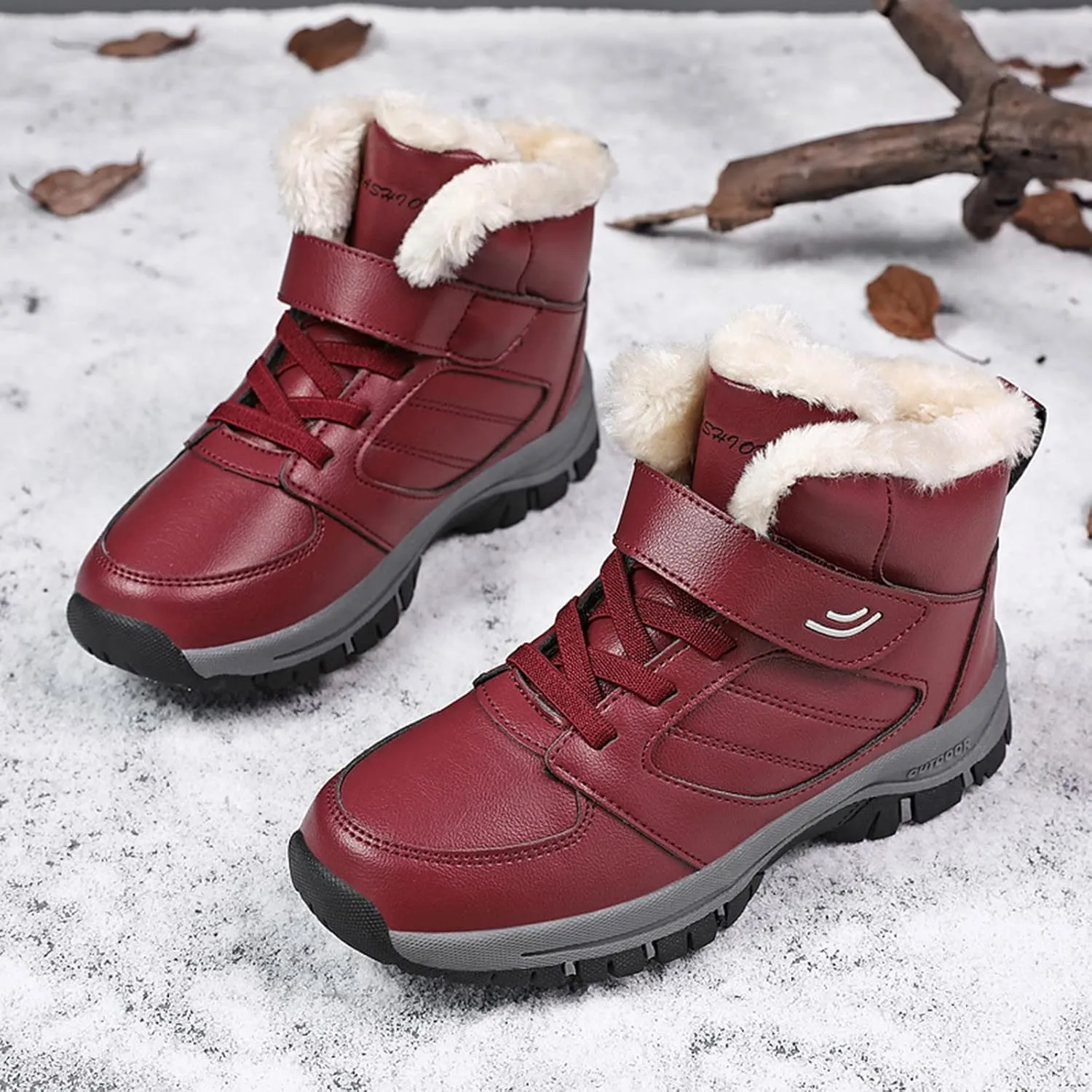 Snow Boots for Women Cute Size 11 Womens Waterproof Winter Boots Ankle Zip Women's Boots Winter Leather Slip on Snow Boots for Women Botas De Invierno Mujer Elegantes