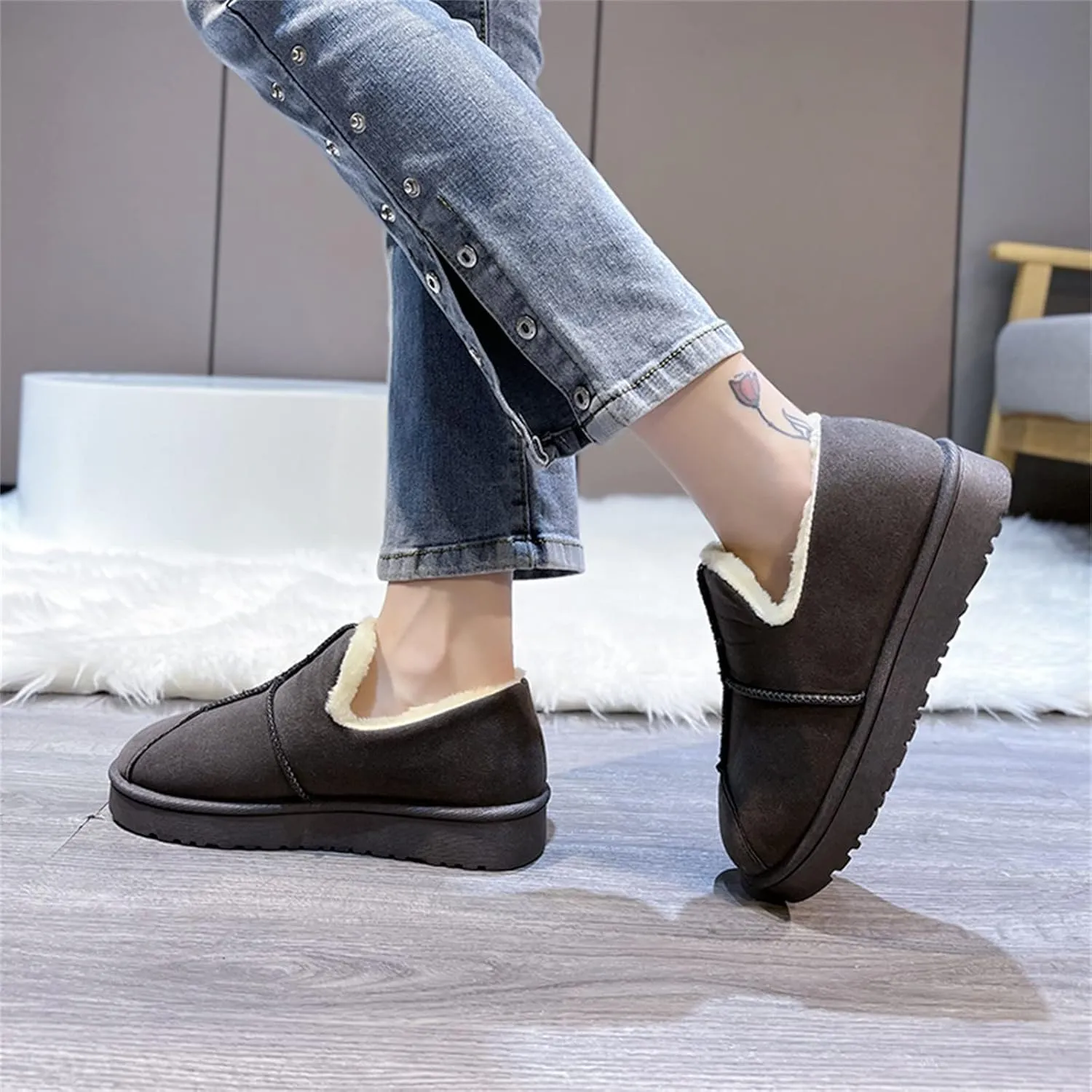 Snow Boots for Women Waterproof Winter Boots Anti-slip Fur Lined Booties Winter Warm Outdoor Ankle Boots Ladies Walking Hiking Booties