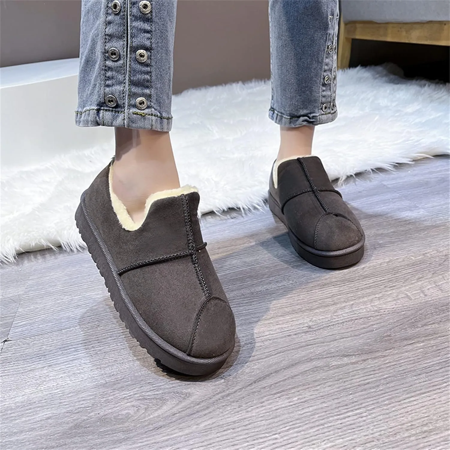 Snow Boots for Women Waterproof Winter Boots Anti-slip Fur Lined Booties Winter Warm Outdoor Ankle Boots Ladies Walking Hiking Booties