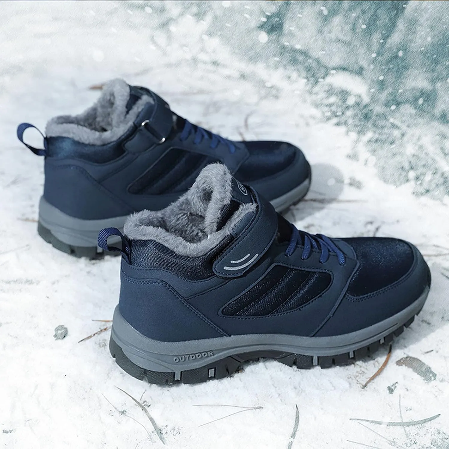 Snow Boots Men Warm Furry Lined Footwear Waterproof Outdoor Casual Winter Boots Non-slip Cold Weather Shoes Hiking Walking Boots
