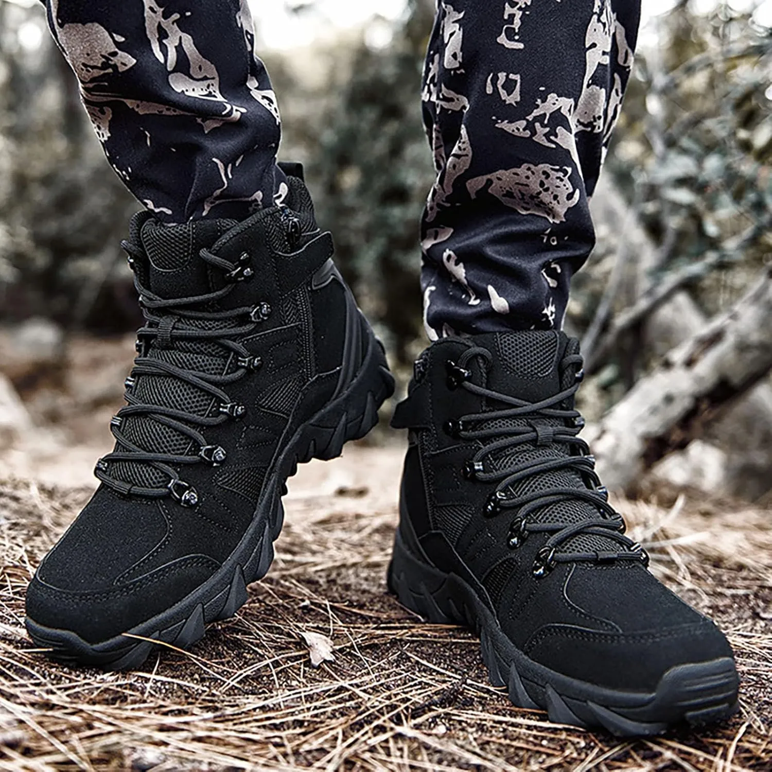 Snow Boots Men Warm Furry Lined Footwear Waterproof Outdoor Casual Winter Boots Slip on Ankle Booties Non-slip Climbing Shoes Hiking Boots