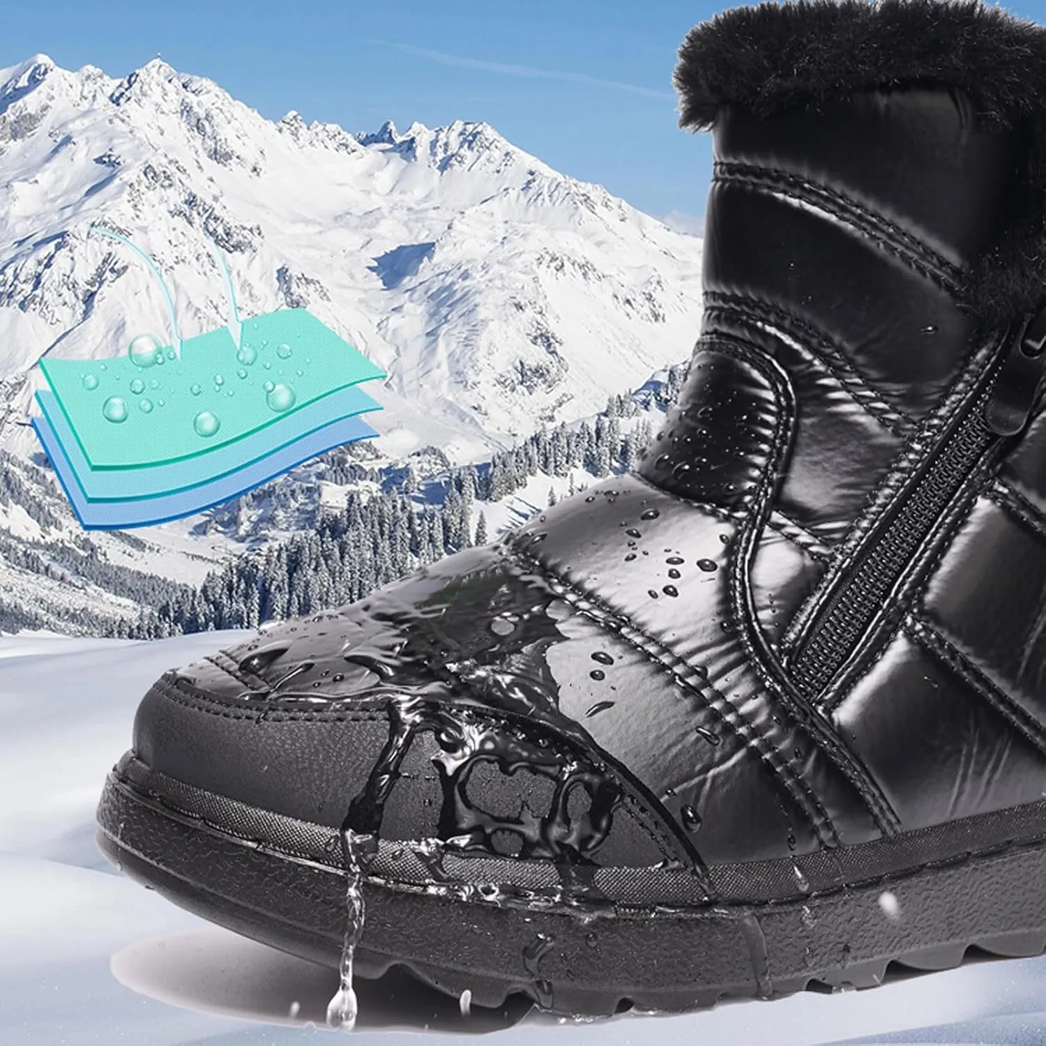 Teen Winter Boots Waterproof Snow Boots Fleece Sneaker Boots Platform Lightweight Hiking Boot Snow Boots for Teens