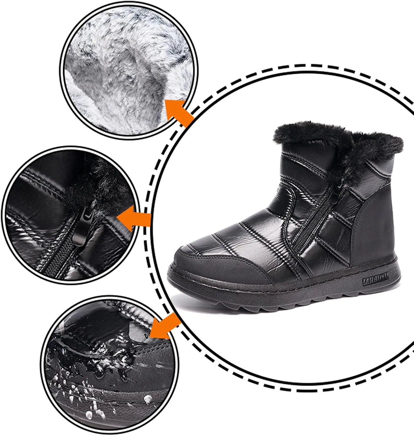 Teen Winter Boots Waterproof Snow Boots Fleece Sneaker Boots Platform Lightweight Hiking Boot Snow Boots for Teens