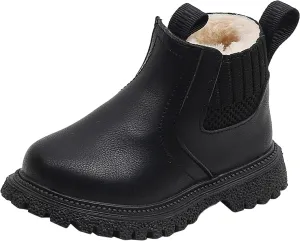 Toddler Unisex Winter Boots Little Boys Girls Fleece Lined Outdoor Snow Shoes Side Zipper Ankle Boots School Shoes