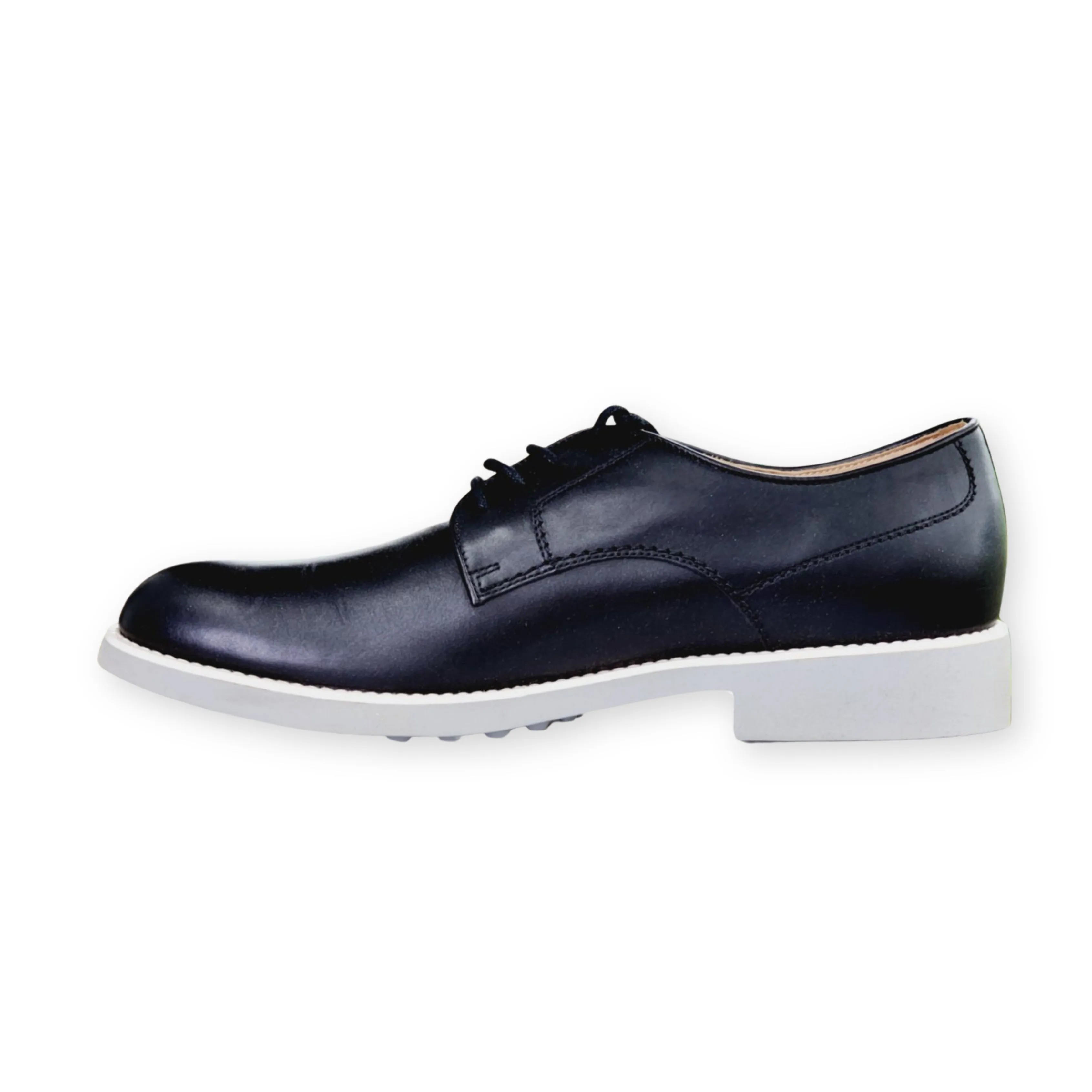 Tod's Mens Black Smooth Leather White Sole Elegant Lace Up Shoes Derby Oxford