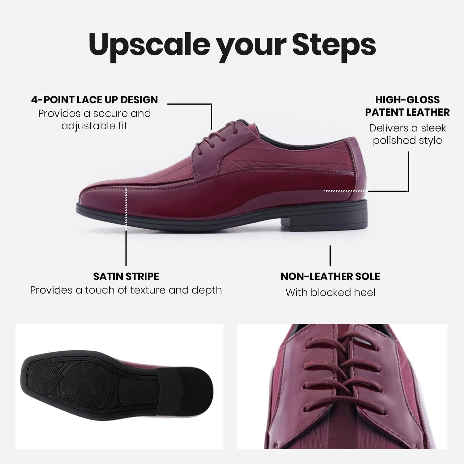 Viotti 179, Casual Dress Oxford Shoes for Men, Satin Striped Lace-Ups, Men's Business Casual Leather & Satin Shoe, for All Formal Occasions