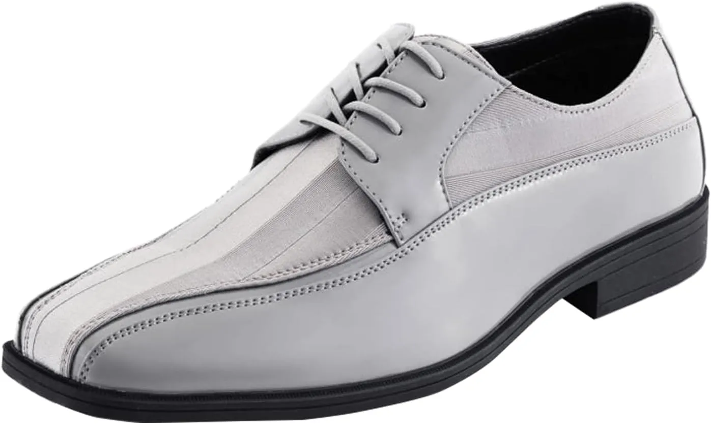 Viotti 179, Casual Dress Oxford Shoes for Men, Satin Striped Lace-Ups, Men's Business Casual Leather & Satin Shoe, for All Formal Occasions