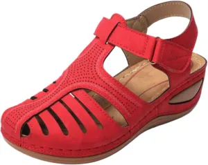 Wedge Orthopedic Sandals for Women 2025, Hollow Closed Toe Casual Wedge Sandals Comfy Bohemia Summer Beach Walking Sandals