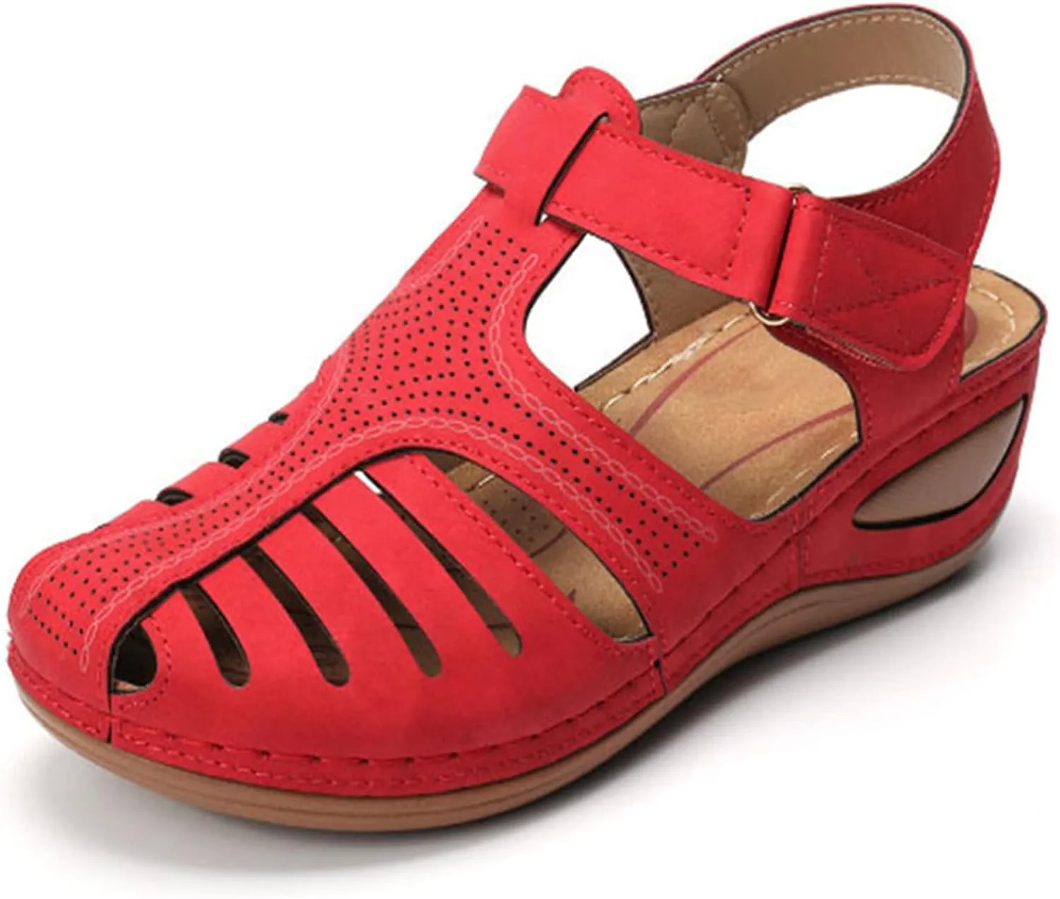 Wedge Orthopedic Sandals for Women 2025, Hollow Closed Toe Casual Wedge Sandals Comfy Bohemia Summer Beach Walking Sandals