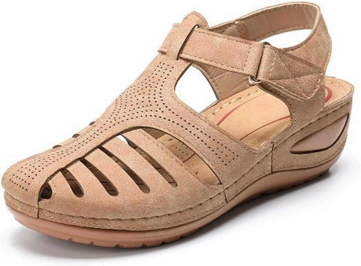 Wedge Orthopedic Sandals for Women 2025, Hollow Closed Toe Casual Wedge Sandals Comfy Bohemia Summer Beach Walking Sandals