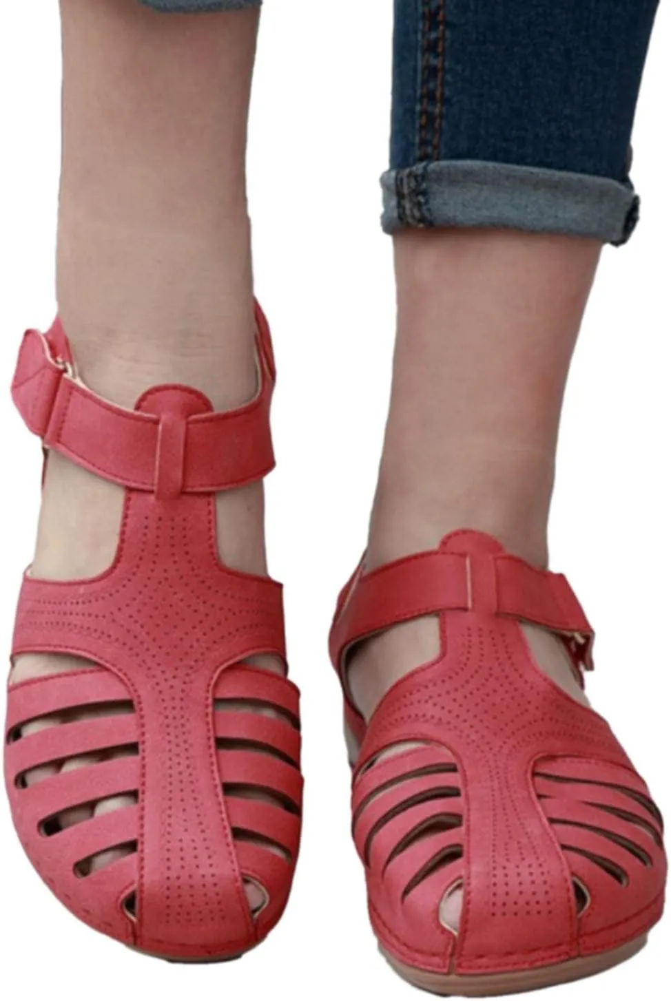 Wedge Orthopedic Sandals for Women 2025, Hollow Closed Toe Casual Wedge Sandals Comfy Bohemia Summer Beach Walking Sandals