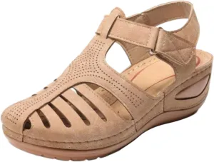 Wedge Orthopedic Sandals for Women 2025, Hollow Closed Toe Casual Wedge Sandals Comfy Bohemia Summer Beach Walking Sandals