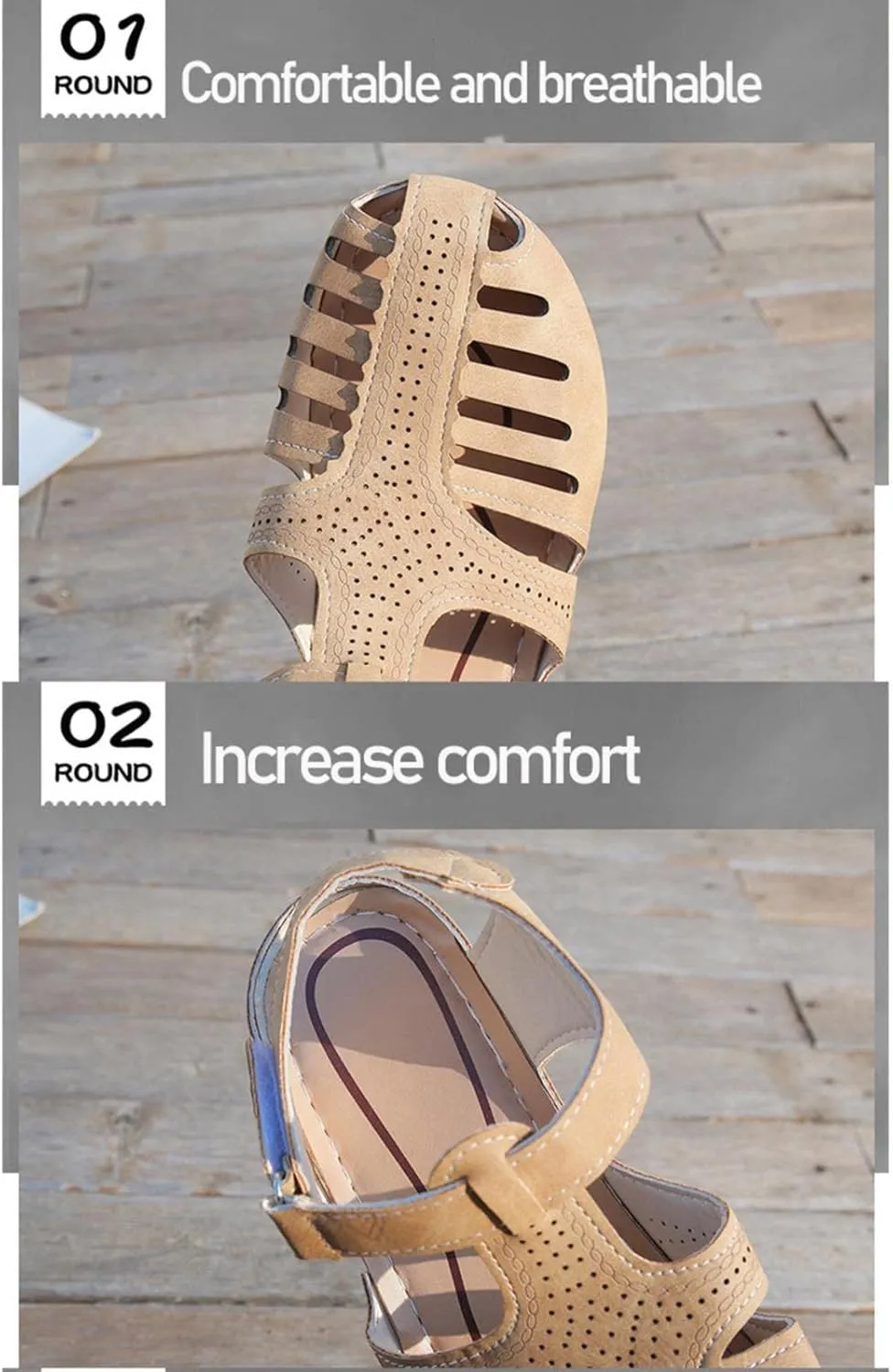 Wedge Orthopedic Sandals for Women 2025, Hollow Closed Toe Casual Wedge Sandals Comfy Bohemia Summer Beach Walking Sandals