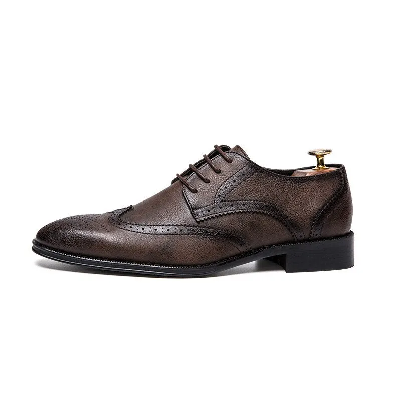 West Louis Men Retro Brogue Business Oxford Shoes