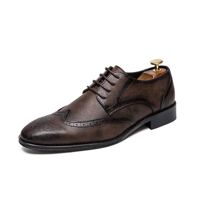 West Louis Men Retro Brogue Business Oxford Shoes