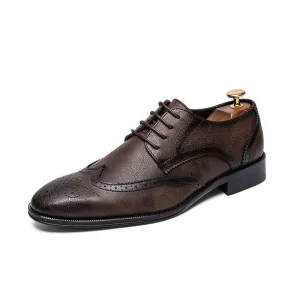 West Louis Men Retro Brogue Business Oxford Shoes