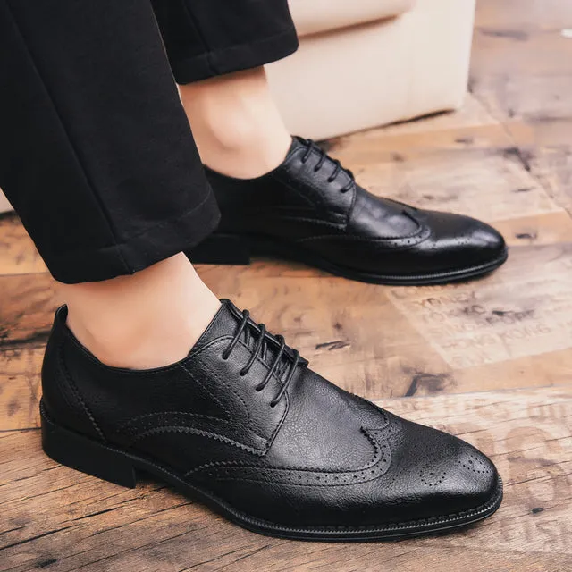West Louis Men Retro Brogue Business Oxford Shoes