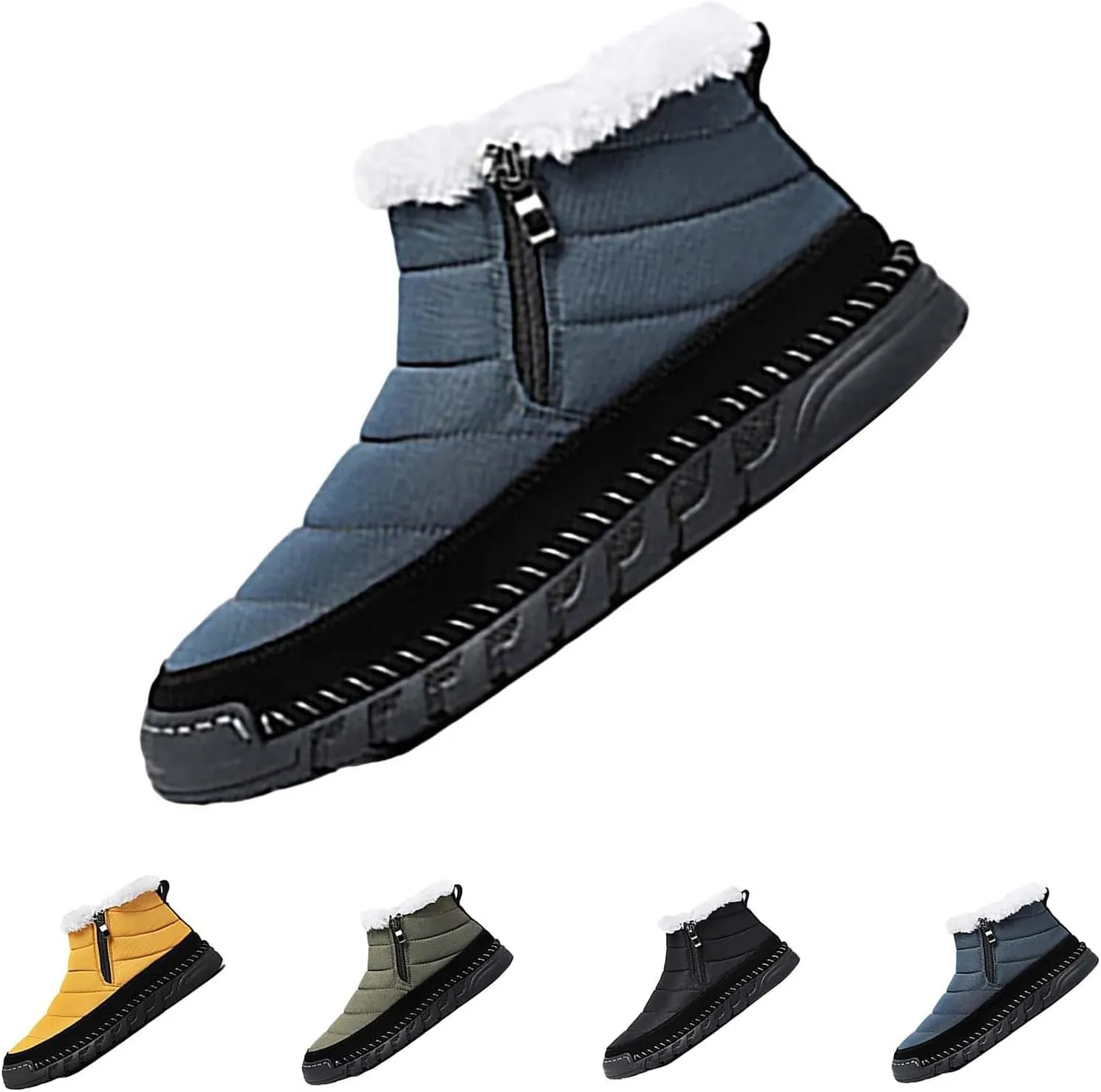 White Furry Snow Boots for Women Short Black Snow Boots Women Fur Lined Boots Womens Warm Boots Womens Winter Boots Waterproof Insulated Ankle Early Prime of Day Deals 2024