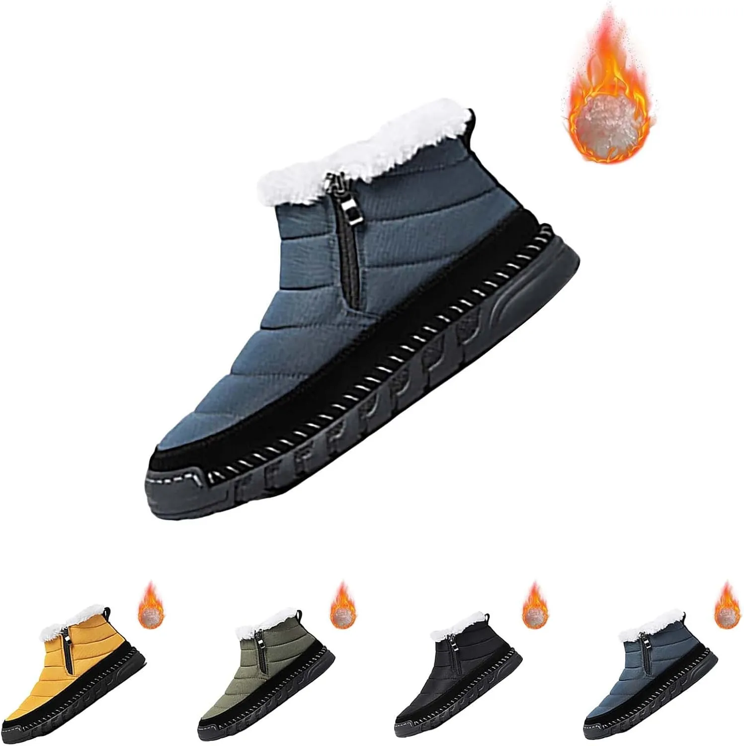 White Furry Snow Boots for Women Short Black Snow Boots Women Fur Lined Boots Womens Warm Boots Womens Winter Boots Waterproof Insulated Ankle Early Prime of Day Deals 2024