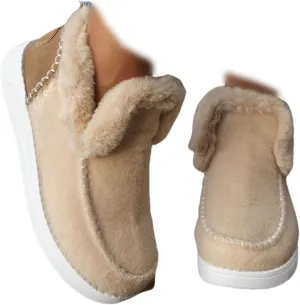 Winter Boots For Women 2024 Dressy Snow Boots Classic Faux Fur Lined Slip On Ankle Boots Fashion Warm Loafers Shoes