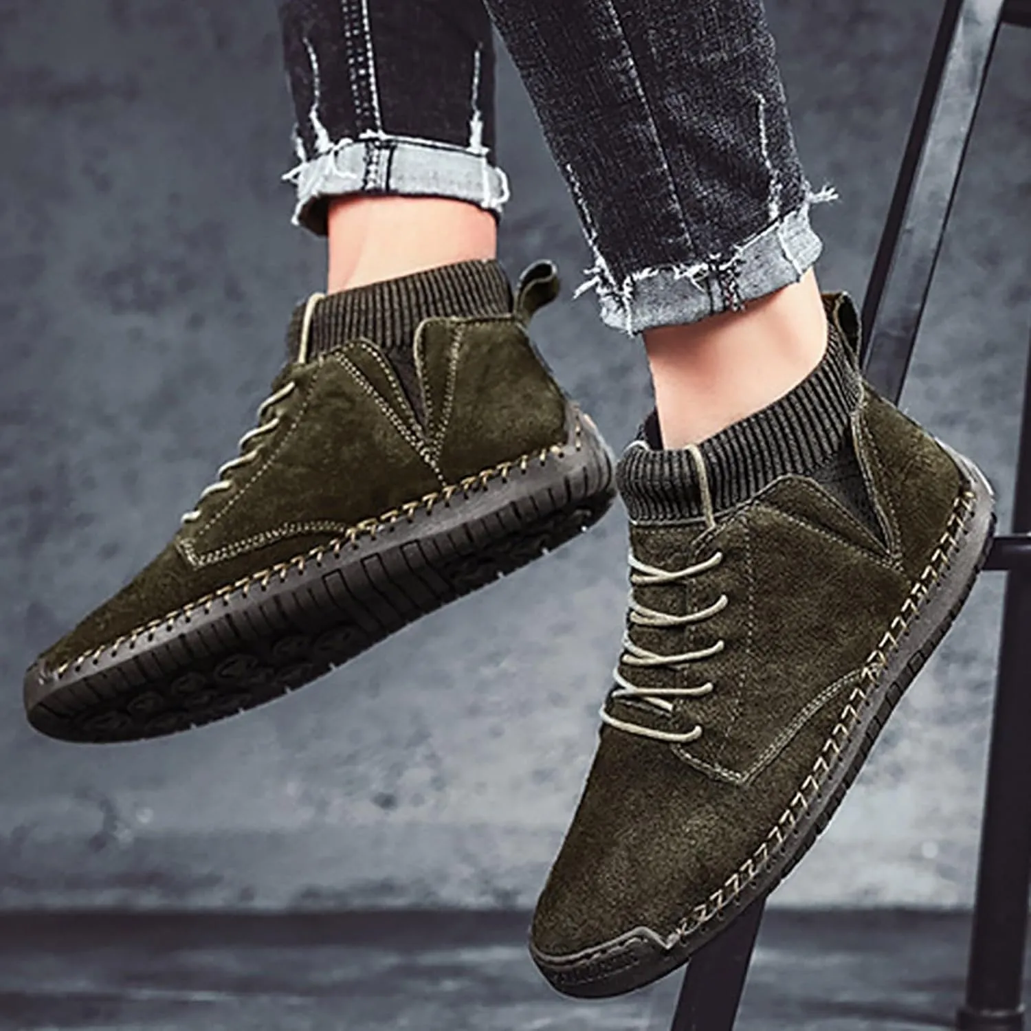 Winter Padded Men's British Large Size Casual Suede Handmade Foreign Trade Sport Mens Casual Fashion Breathable Sneaker