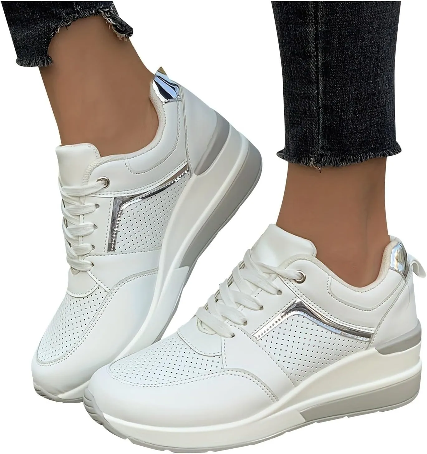 Women Running Shoes Lightweight Nursing Shoes for Women Slip On Breathable Sneakers Casual Classic Trendy Athletic Walking Sneaker Non Slip Platform Workout Tennis Shoe Outdoor Sports Loafers