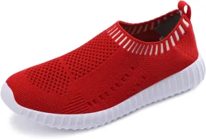 Womens Athletic Walking Shoes Slip On Shoes Sneakers Casual Mesh Non Slip Running Shoe Laceless Breathable Lightweight Knit Sneakers Comfortable Outdoor Tennis Workout Big Size Soft Sole Loafers
