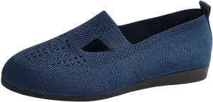 Womens Breathable Knit Walking Shoes with Arch Support Orthopedic Sneakers, Casual Flat Shoes for Daily, Work, Travel