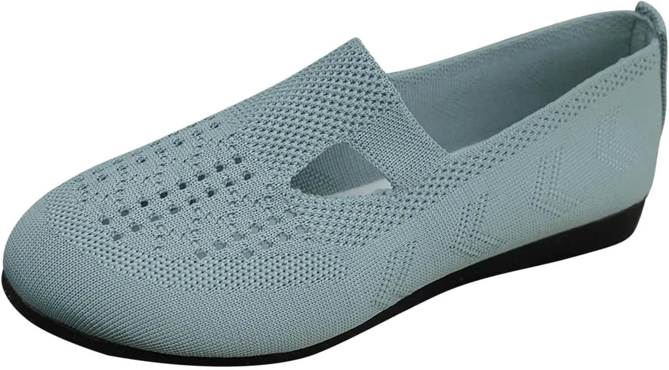Womens Breathable Knit Walking Shoes with Arch Support Orthopedic Sneakers, Casual Flat Shoes for Daily, Work, Travel