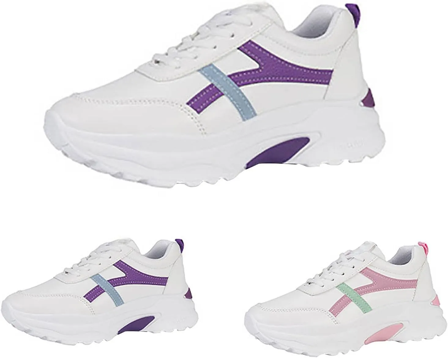 Women's Chunky Platform Sneakers Lace-Up Athletic Walking Shoes Fashion Breathable Slip On Chunky Sneakers Causal Non Slip Dad Shoes