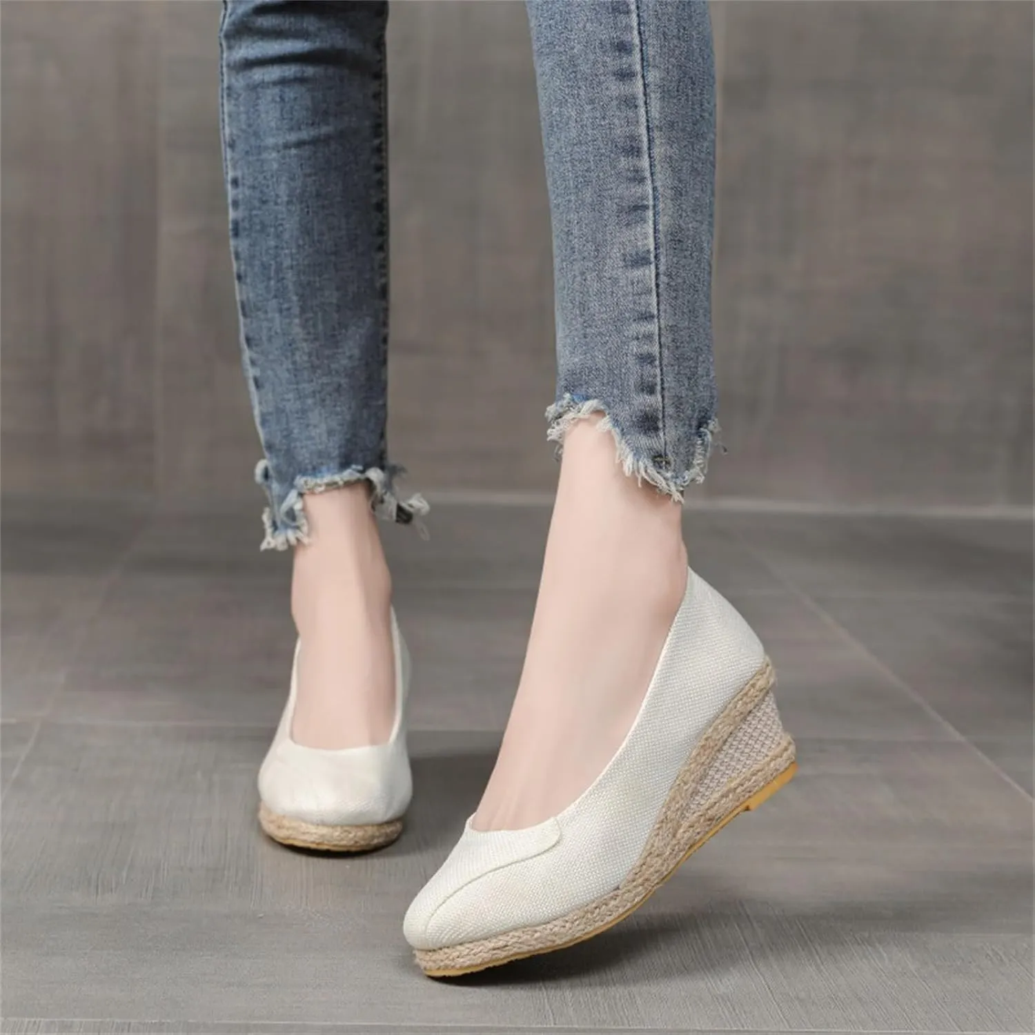 Women's Espadrilles Platform Heels Wedge Sandals Comfortable Breathable Slip On Woven Wedges Pumps Shoes Casual Supportive Cute Work Office Fashion Trendy Yoga Sandal