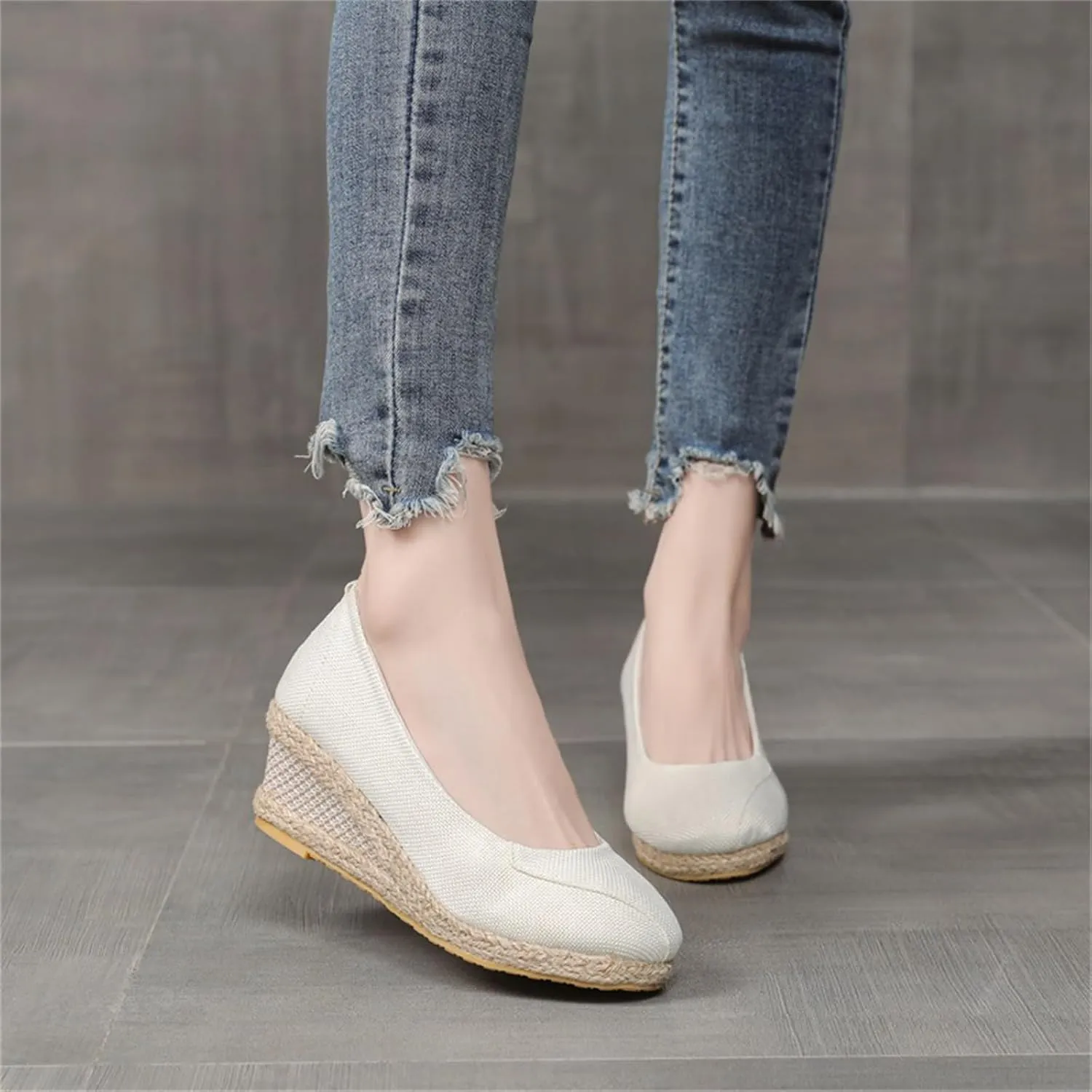 Women's Espadrilles Platform Heels Wedge Sandals Comfortable Breathable Slip On Woven Wedges Pumps Shoes Casual Supportive Cute Work Office Fashion Trendy Yoga Sandal