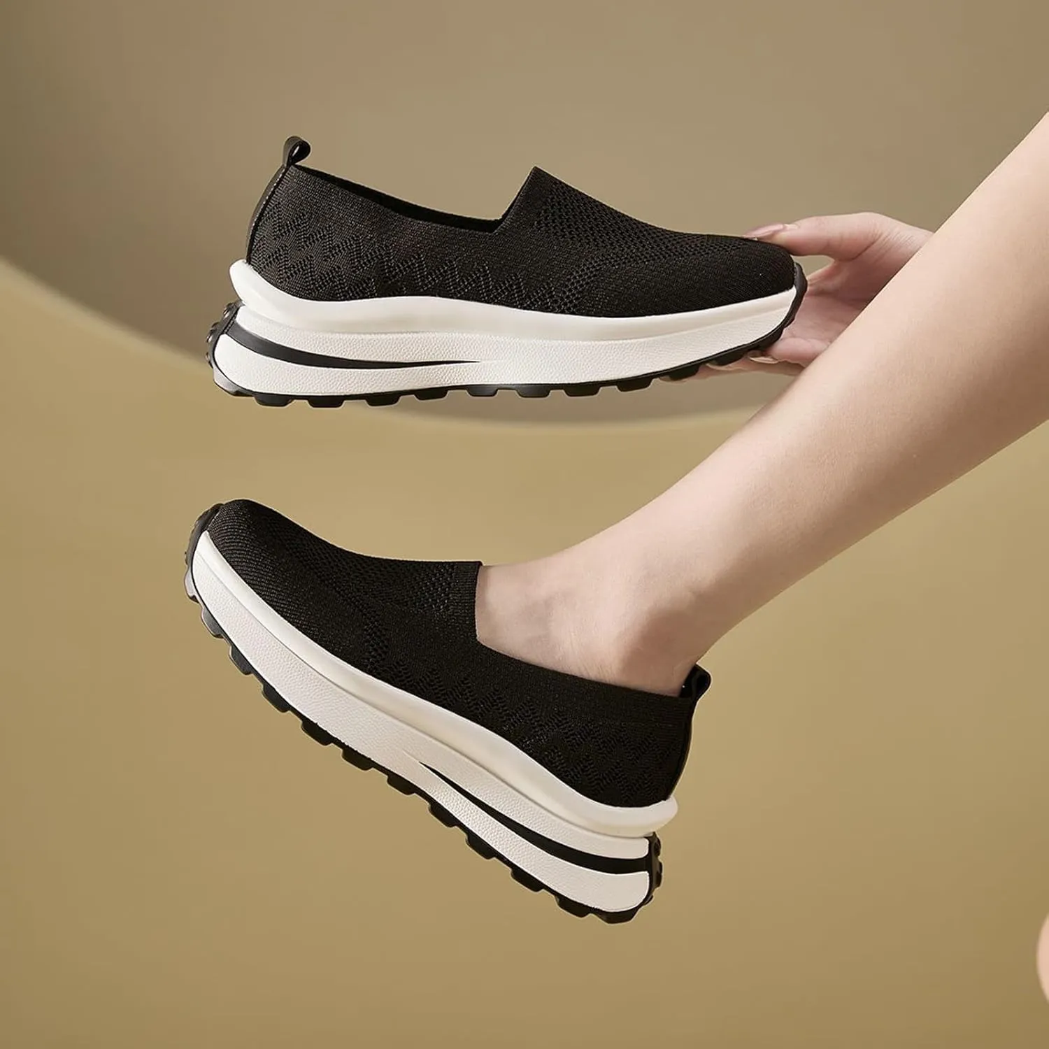 Womens Fashion Sneakers Hollow Sandals Mesh Casual Shoes Platform Walking Sneakers for Women Comfortable Wide Width Casual Shoes