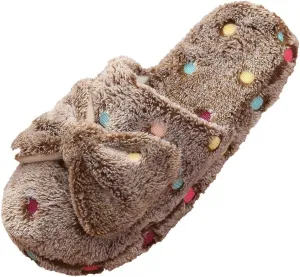 Womens Fuzzy Slippers Soft Plush Warm Memory Foam Slippers Bow Knot Cute Ladies House Slippers Non-Slip Fluffy Slides