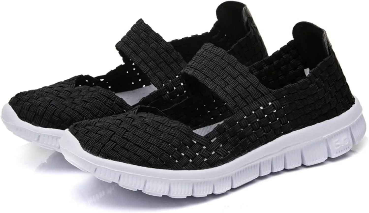 Womens Hand Elastic Woven Walking Flats Sandals Non Slip Mary Jane Shoes Sneakers Casual Fashion Comfortable Slip on Nurse Shoes Lightweight Breathable Platform Wedge Sandals Outdoor Running Loafers