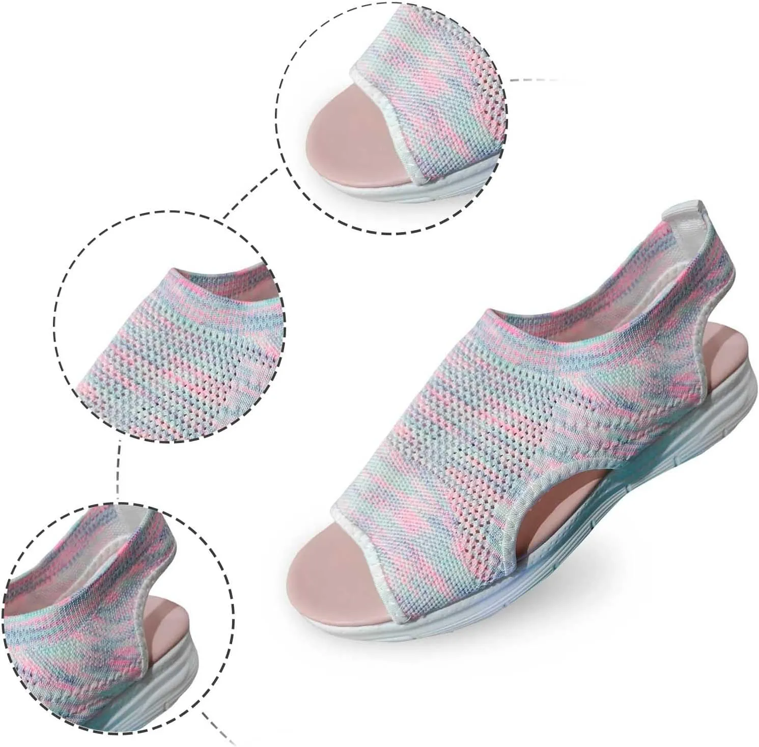 Womens Hiking Sandals with Arch Support, Summer Sport Comfortable Walking Sandals Breathable Outdoor Sandal Slides