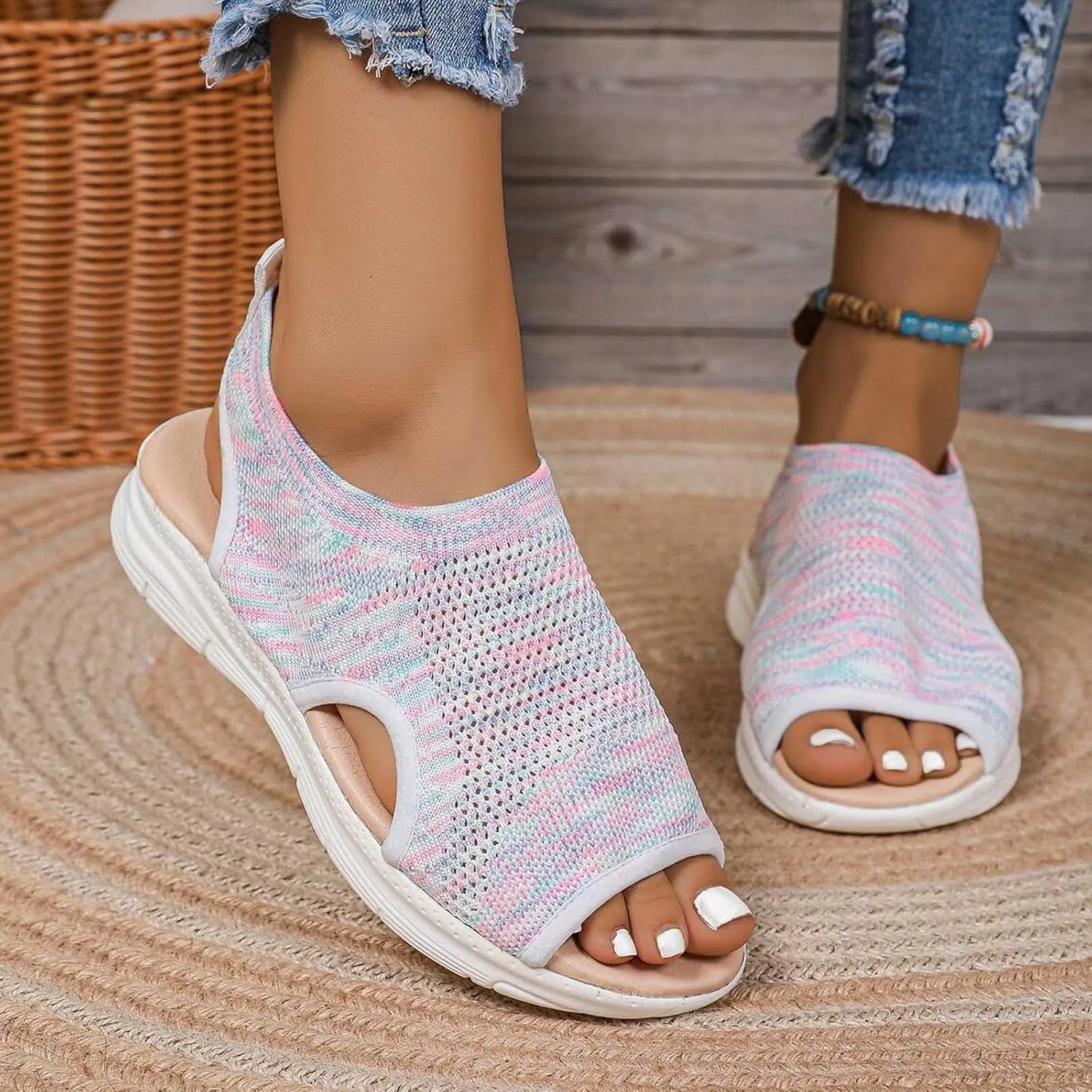 Womens Hiking Sandals with Arch Support, Summer Sport Comfortable Walking Sandals Breathable Outdoor Sandal Slides