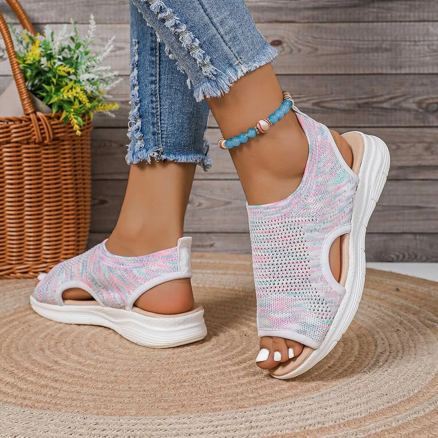 Womens Hiking Sandals with Arch Support, Summer Sport Comfortable Walking Sandals Breathable Outdoor Sandal Slides