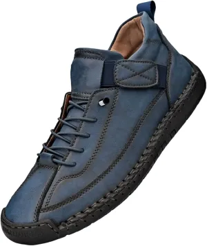 Womens Leather Chukka Ankle Boots Shoes Waterproof High Top Genuine Leather Slip on Trendy Lightweight Comfortable Running Walking Shoes Outdoor Slip on Booties for Hiking Camping Driving