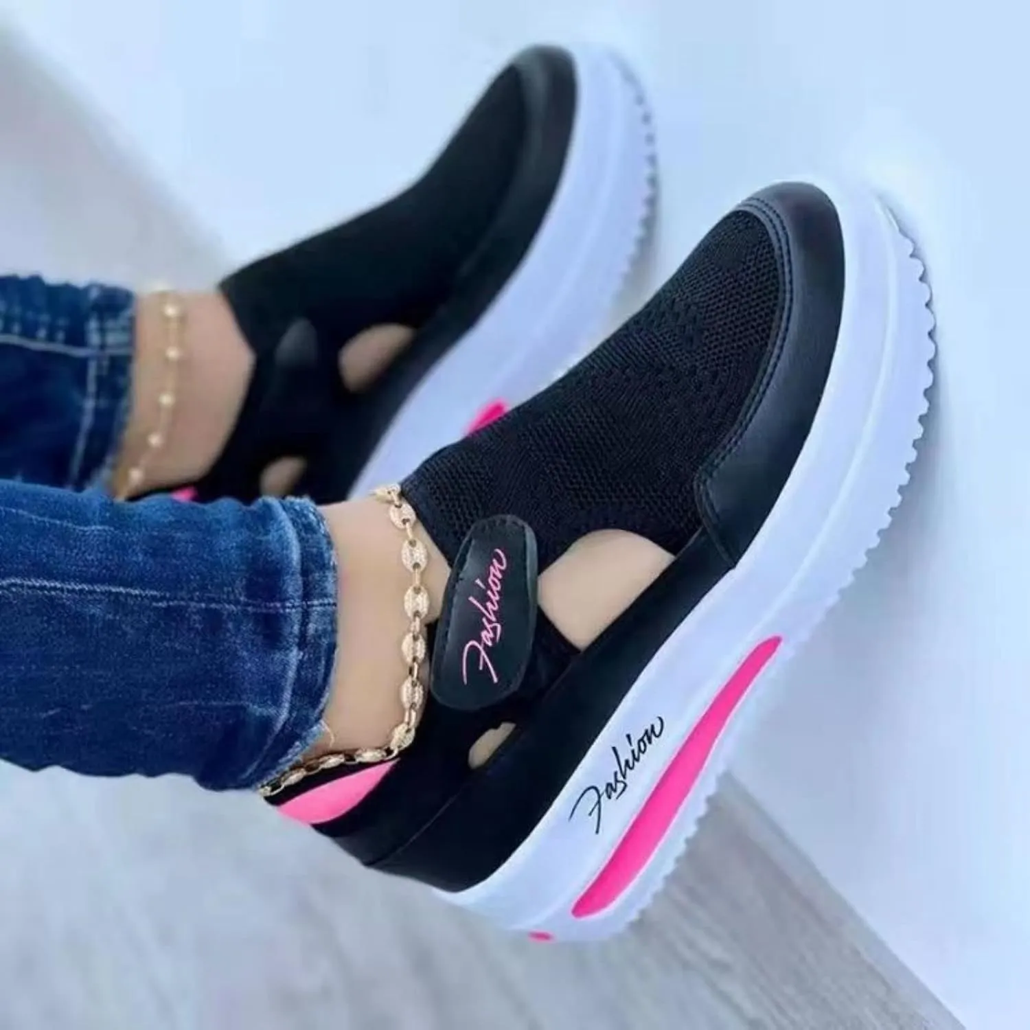 Womens Orthopedic Shoes with Arch Support Stretch Knit Mesh Breathable Canvas Shoes Non-Slip Comfortable Closed Toe Sandals Casual Round Toe Flat Sneakers Soft Lightweight Fashion Walking Work Shoe