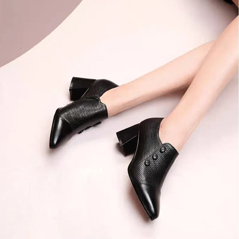 Women's Pointed Toe Leather Loafers