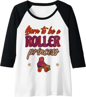 Womens Retro Roller Skate Shoes Roller Skating Lovers Girls Gift Raglan Baseball Tee