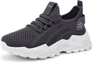 Womens Running Shoes Walking Tennis Sneakers Slip on Casual Stylish Lightweight Breathable Soft Stretch Sole Mesh Lace up Comfortable Outdoor Workout Training Sports Work Shoes Daily Wear Loafers