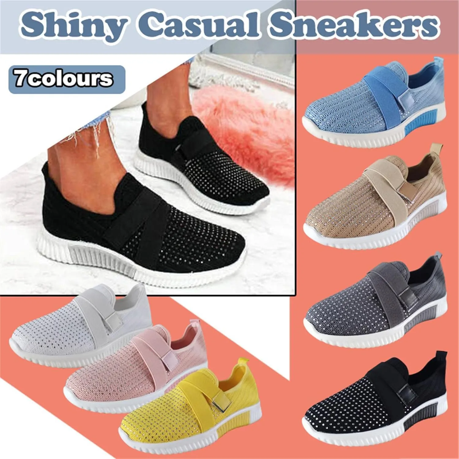 Womens Slip on Walking Shoes Comfort Lightweight Casual Tennis Running Mesh Shoes Gym Sport Arch Support Sneakers