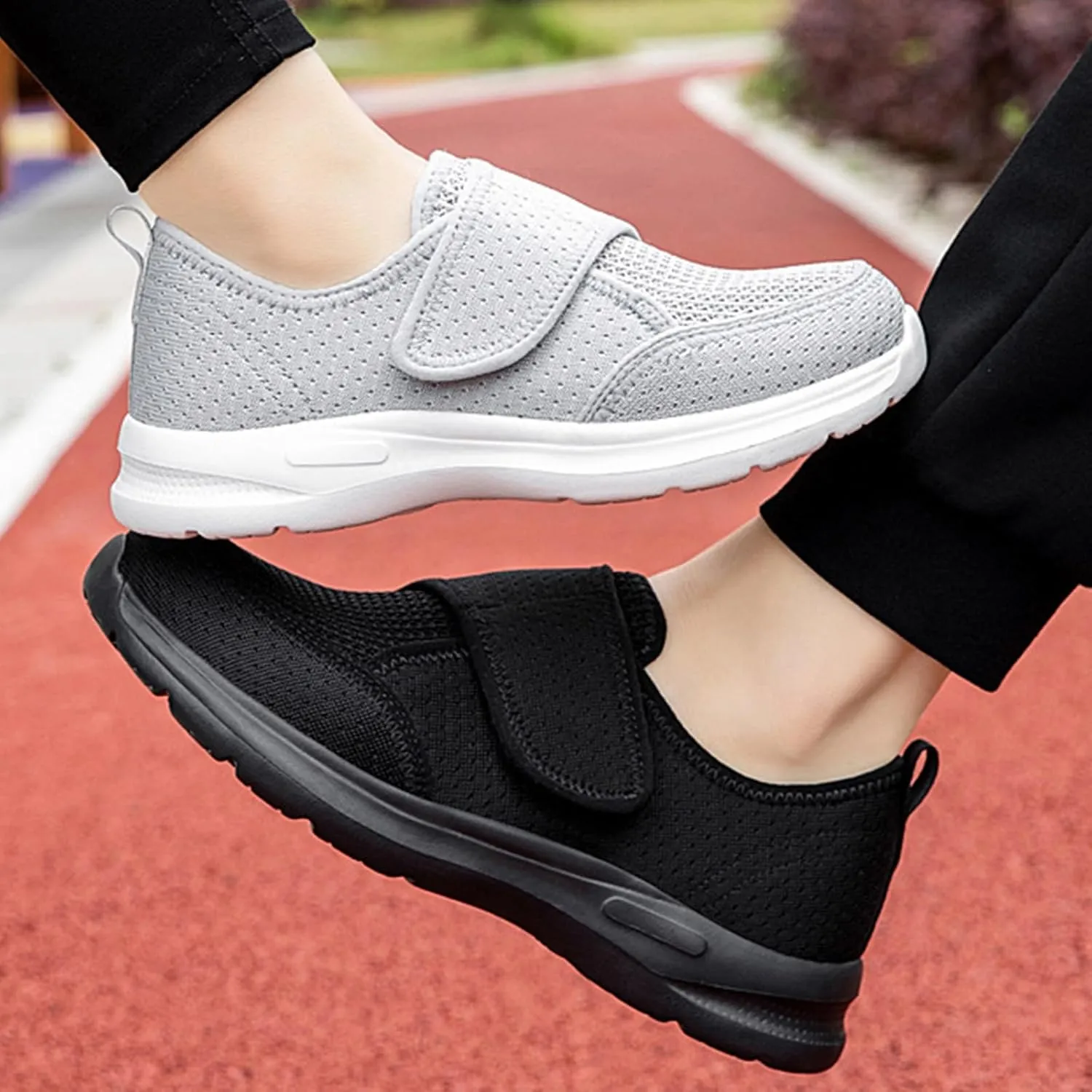 Womens Slip on Walking Sneaker Diabetic Shoes for Women Arch Support Adjustable Breathable Lightweight Fashion Tennis Shoe Non Slip Flat Outdoor Casual Athletic Shoes for Walking Running