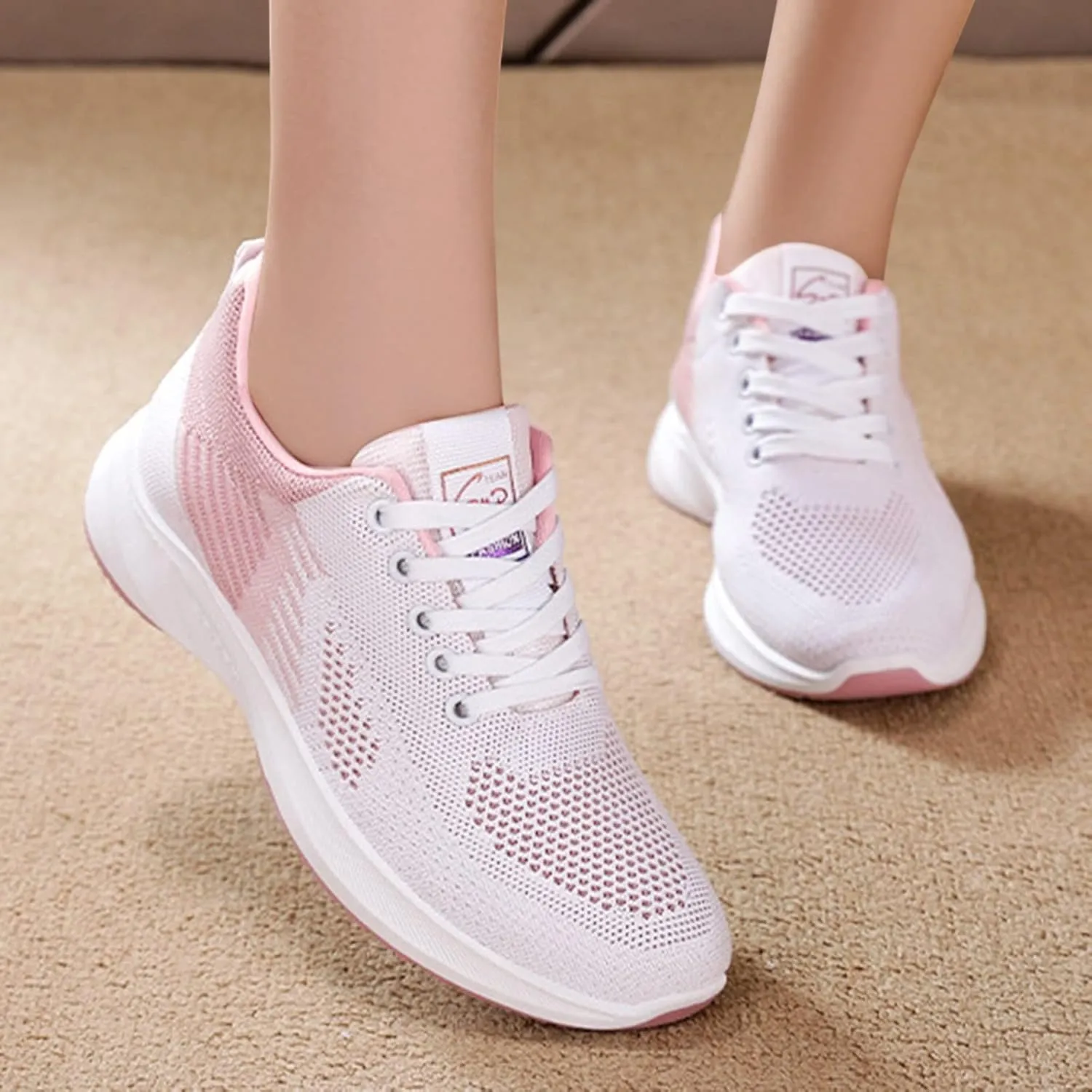 Womens Sneakers Air Cushion Running Shoes Lightweight Tennis Walking Shoes Mesh Breathable Gym Work Comfortable Athletic Sneakers