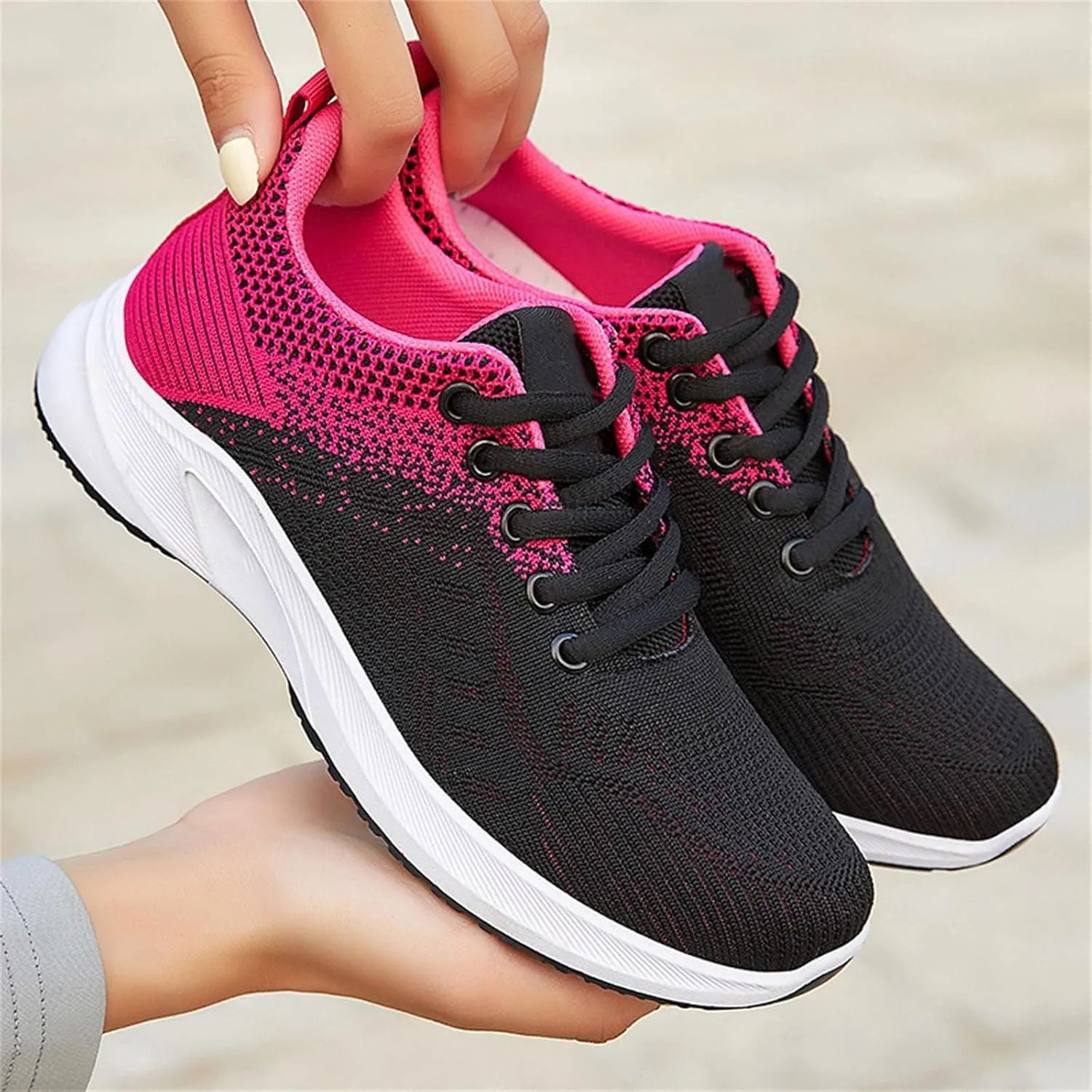 Womens Sneakers Air Cushion Wide Width Toe Walking Running Shoes Arch Support Mesh Breathable Lightweight Fashion Tennis Shoes Athletic Comfortable Casual Gym Work Sneakers