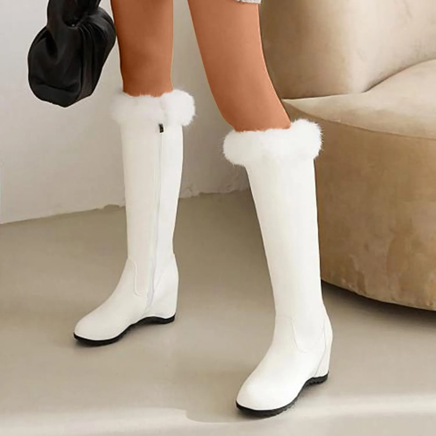 Womens Snow Boots Waterproof Snow Boots Comfortable Mid-Calf Boots Cold Weather Anti-Slip Outdoor Ankle Booties Work Boots